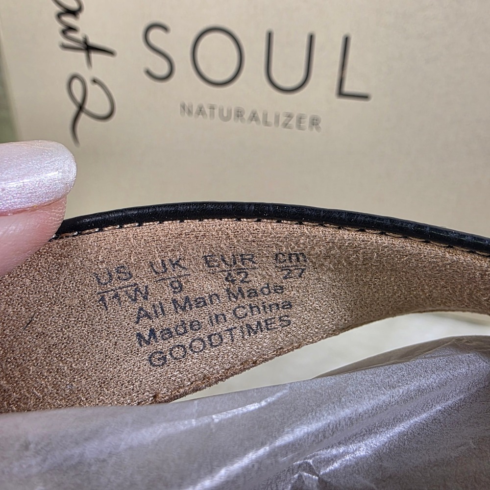SOUL Naturalizer Goodtimes Wedge Sandals Black Lightweight  Womens 11 Wide NEW - Picture 8 of 9